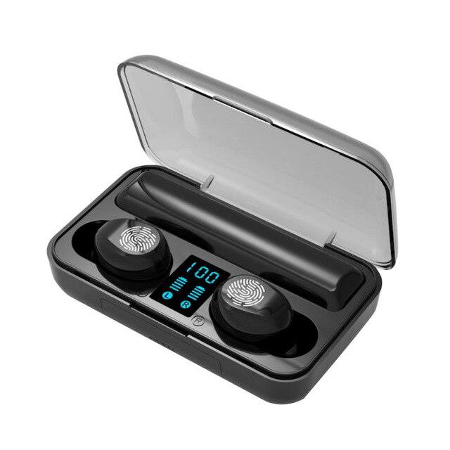 TWS 5.0 Bluetooth 8D Stereo Earbud Wireless Waterproof Earphones 2000mAh LED Power Bank Phone Holder