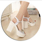 Good Quality Summer Rhinestone Fish Mouth Shoes Platform High Heel Women's Shoes Buckle Chunky Heel Sandals