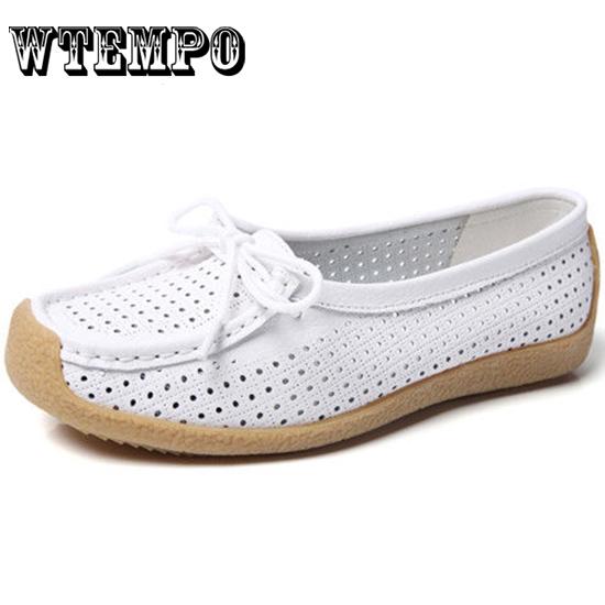 Women's Shoes Sandals Genuine Leather Casual Slip-on Hollow Out  Flat Big Size 37-42