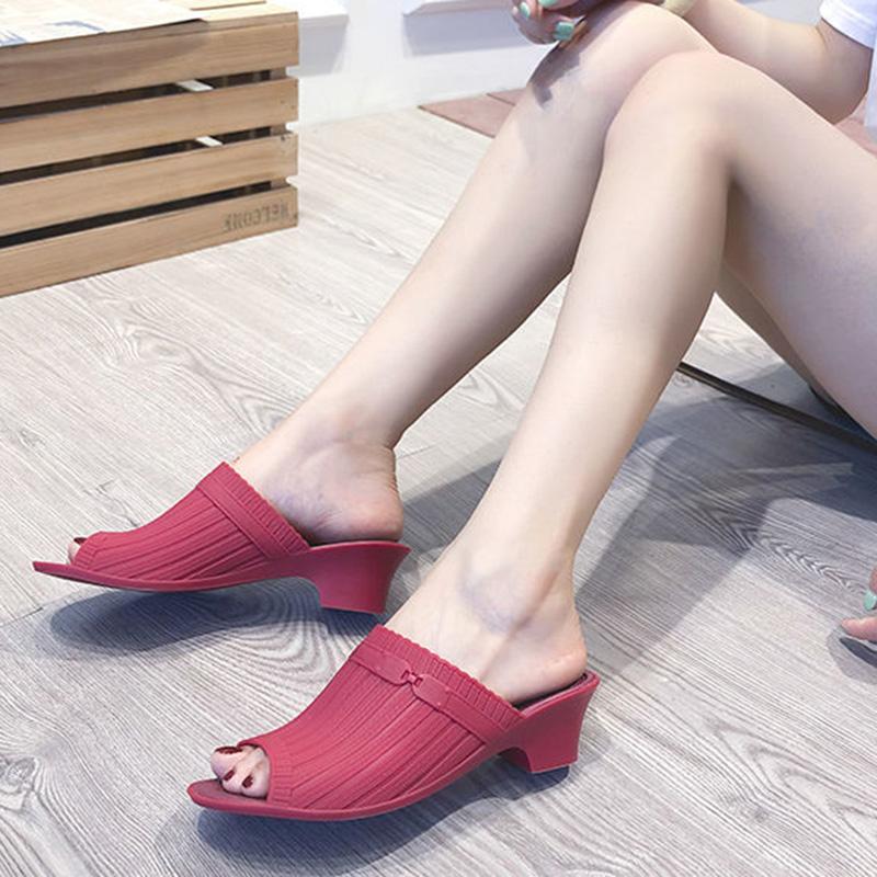 Summer Fashion Fish Mouth Slope with Half Slippers Women Summer Wear All-match Thick Heel Korean Slippers Women
