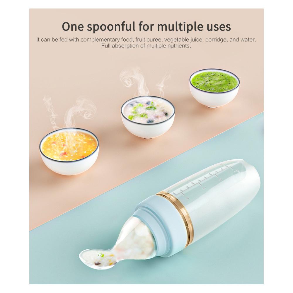 Baby Feeding Bottle 120ml Spoon with Cover for Infant Toddler Food Milk Medicine Supplement Feeding Bottle Squeeze Feeder