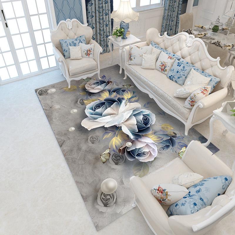 3D Peacock Carpet for Living Room Flower Printed Sofa Large Carpets Bedroom Floor Mats Area Rugs