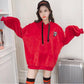 Warm Hood Top Autumn Winter Sweater Cotton Women Sweatshirt Wild Large Size Long Sleeve
