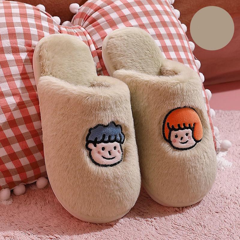 Autumn and Winter Couple Cotton Slippers Casual Warm Flat Shoes Indoor Non-slip Cotton Shoes Soft Shoes