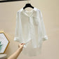 Long-sleeved Shirt Women Spring and Summer Single Pocket Loose Casual Shirt Top