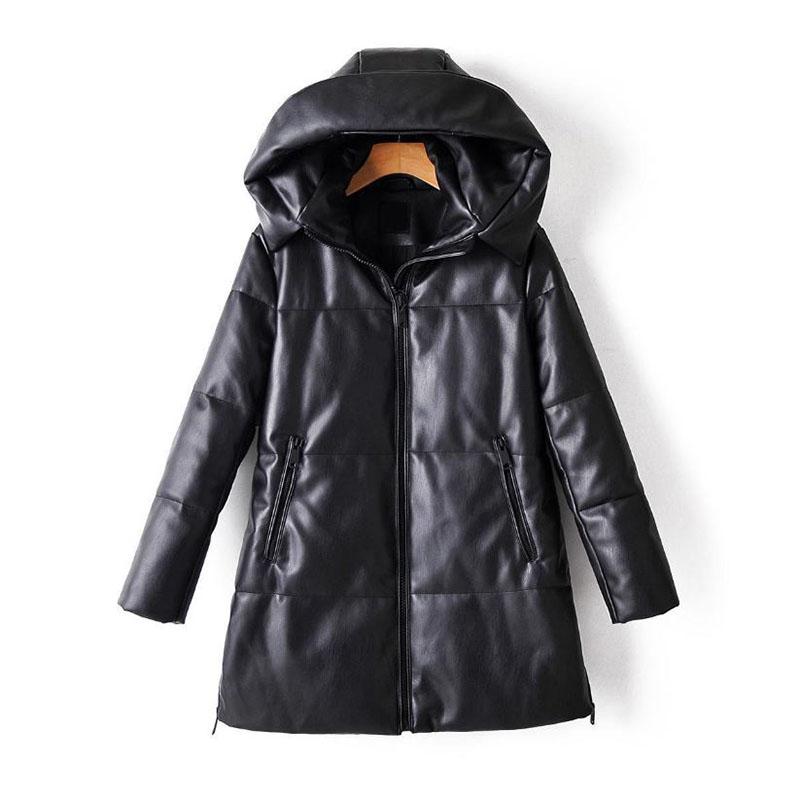 Women's Fashion Fall Winter Jacket Loose Hooded Leather Jacket Jacket Motorcycle Jacket