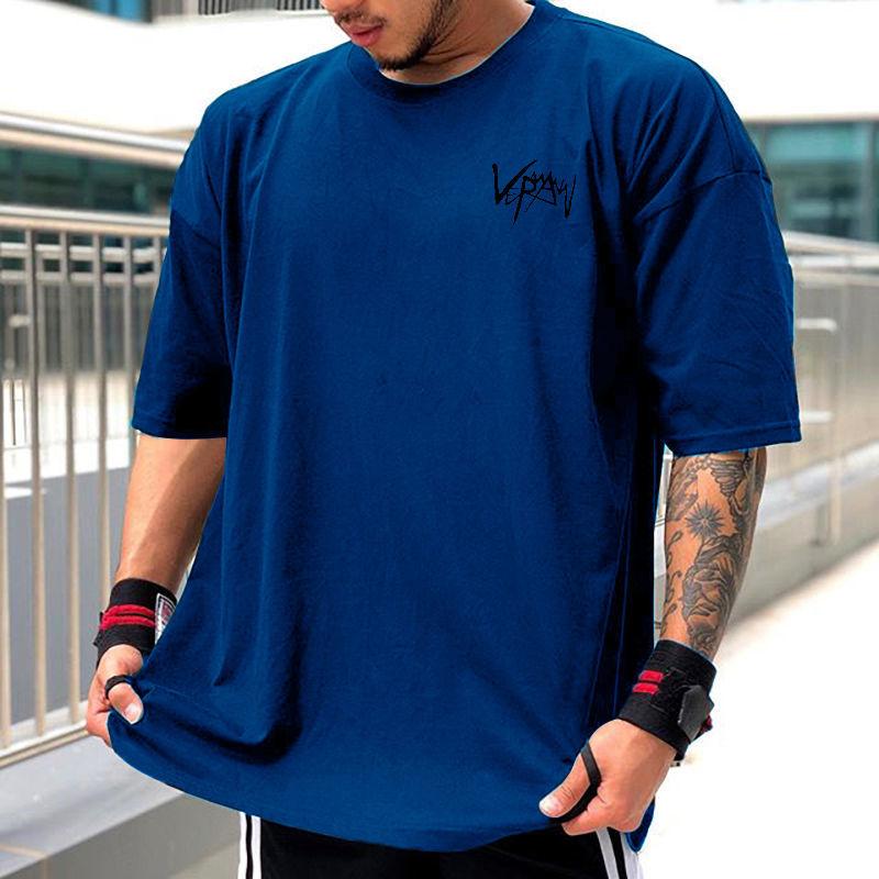 Men's Quick-drying Muscle Fitness Five-point Sleeve T-shirt Summer Running Exercise Breathable Sports Loose Short-sleeved Shirt