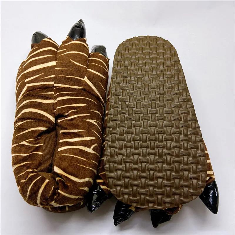 Cartoon Autumn and Winter Dinosaur Paw Cotton Shoes Multi-color Tiger Paw Cotton Slippers Cute Couple Lover's Non-slip Warm Shoes