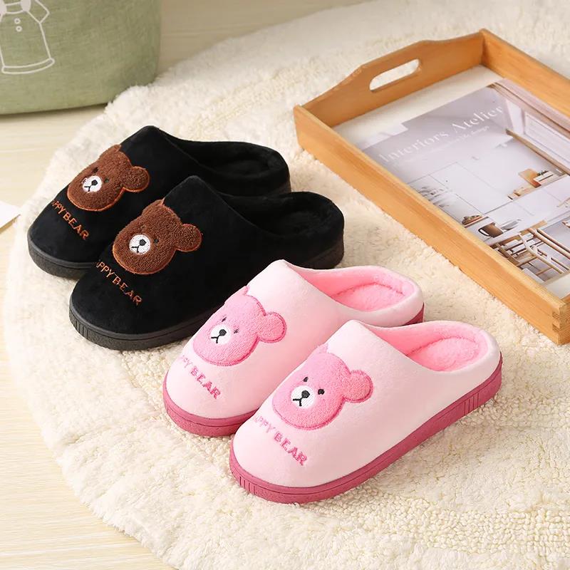 Autumn and Winter Cotton Slippers Men and Women Thick Bottom Couples Non-slip Plus Velvet Warm Slippers