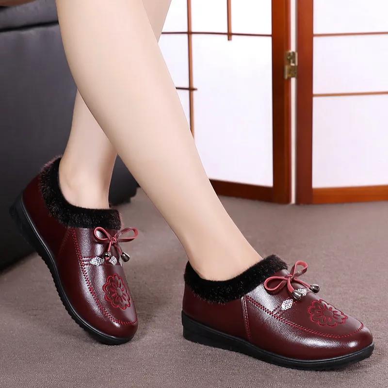 Women's Winter Cotton Shoes Plus Velvet Thick Warm Shoes Soft Bottom Non-slip Mother Shoes