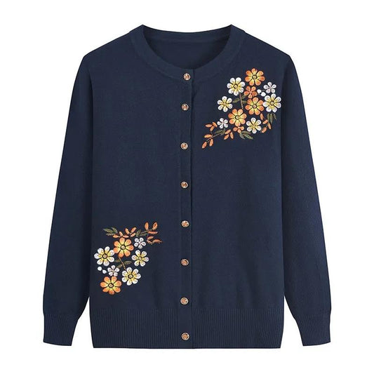 Cardigan Embroidered Jacket for Spring and Autumn Sweater for Autumn and Winter Knit Long Sleeves