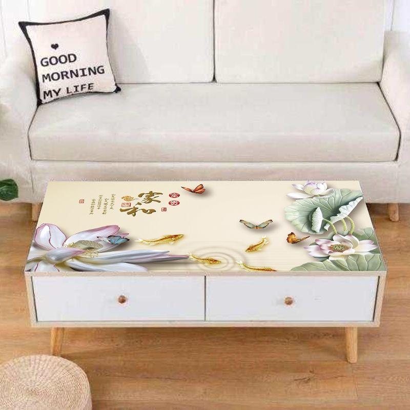 Printing PVC Opaque Table Mat Waterproof and Oil-proof Disposable Soft Glass Coffee Table Desktop Protective Rubber Pad Table Mat