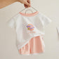 Kids Baby Girl and Boy Clothes Set Tops Solid Cartoon Short Sleeve Shirt Crop Pants Summer Casual Outfit Suit Girl and Boy 0-4Y