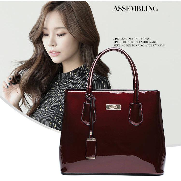 Scratch Proof Lacquered Glossy Tote Bag Female Bag Shoulder Bag Messenger Bag Wild Fashion Bag