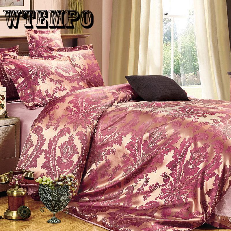 4pcs  Luxury Jacquard Duvet Cover Bedding Set  Full /Queen Size Embroidery Bed Set Bed Sheet