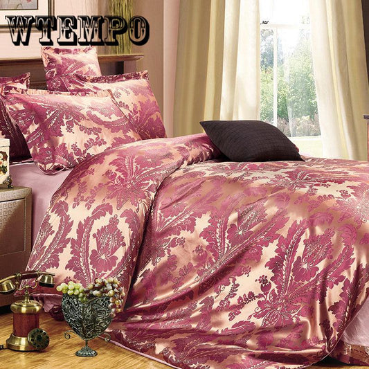 4pcs  Luxury Jacquard Duvet Cover Bedding Set  Full /Queen Size Embroidery Bed Set Bed Sheet