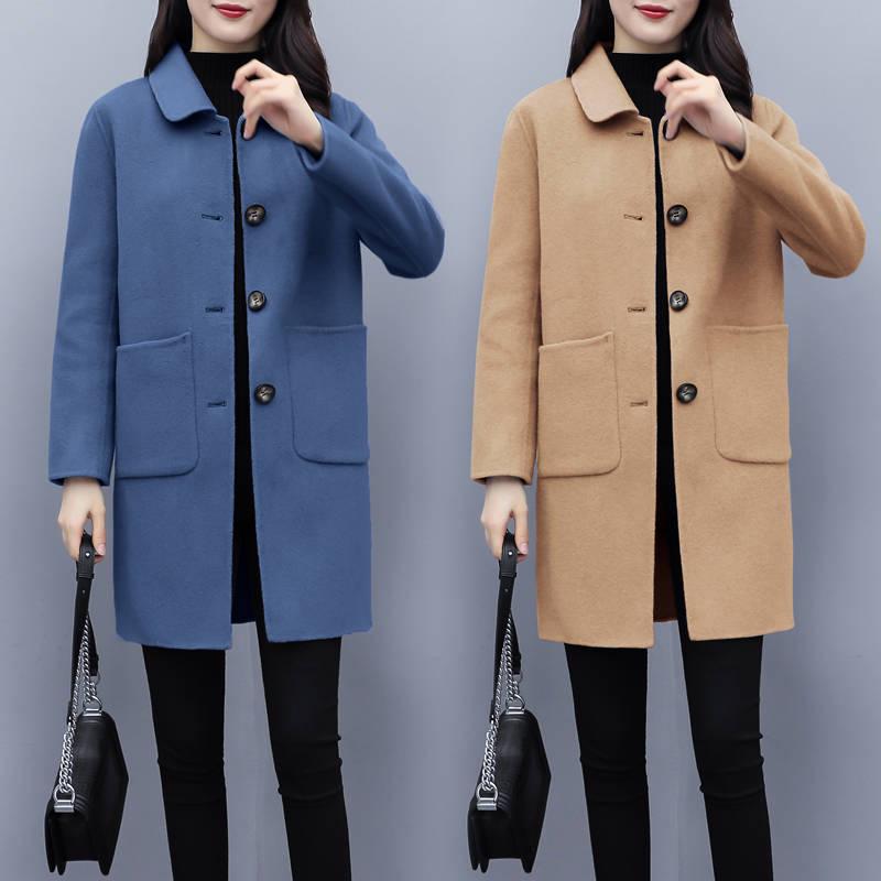 Women Jacket Autumn Winter Coat Fashion Women's Lapel Overcoat Long Woolen Overcoat Women Coats