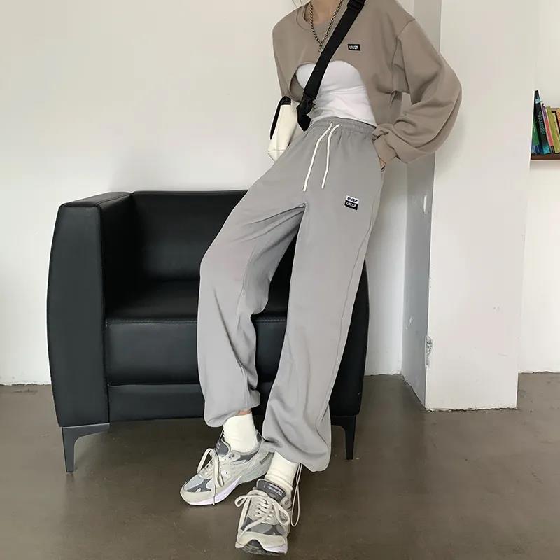 Spring and Summer Korean Style High-waist Wide-leg Sports Casual Pants Female Student Loose-fitting Pants Trend