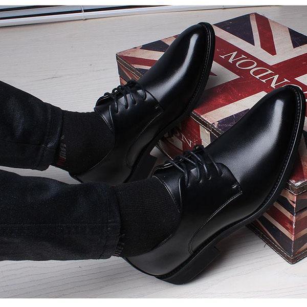 Men's Business Leather Shoes British Lacing Shoes Youth Formal Dress Simple All Match Wedding Moccasin Shoes