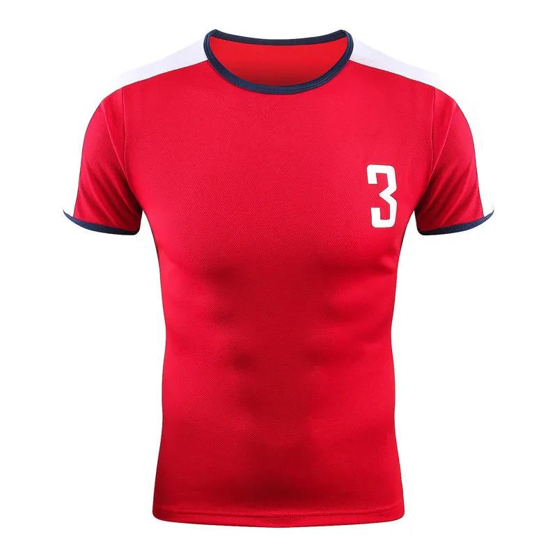 Summer Sport Shirt Retro T-shirt Breathable Casual Quick Dry Tees Half Sleeve High Elastic Fitness Football Top Men Clothing