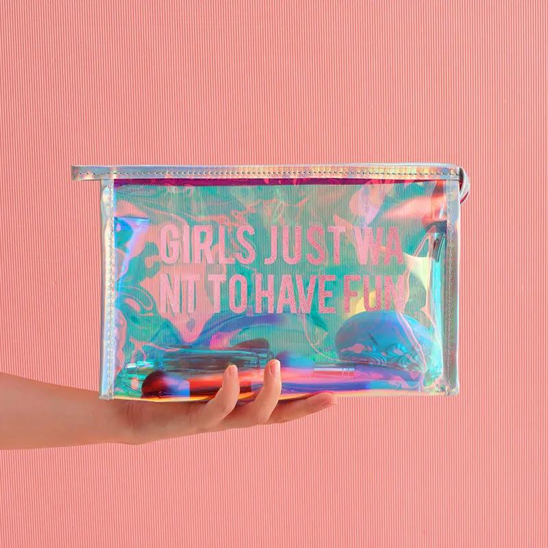 Laser Transparent Jelly Cosmetic Bag Large Capacity Cute Portable Waterproof Toiletry Bag