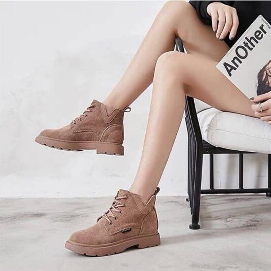 Women's Autumn Winter Leather Shoes Martin Boots Women Ladies Boots Flat Heel Ankle Boots for Women