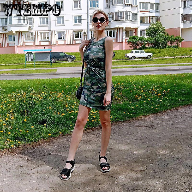 Bandage Dresses for Women Summer Camouflage Sleeveless Sexy Slim fit Beach Maxi Dress Cotton Casual Clothes