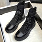 Martin Boots Women's Spring and Autumn Boots Korean Style Wild Breathable British Style Lace-up Ankle Plush Boots