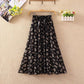 Summer High Waist Chiffon Women Midi Skirts Casual Floral Print Female Skirt Maxi Beach Skirt