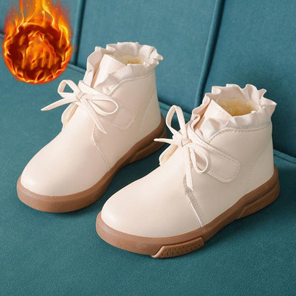 Girls Martin Boots Autumn Winter Girls' Boots Low-top Ankle Boots and Velvet Cotton Shoes To Keep Warm