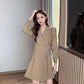 Suit Collar Long-sleeved Dress Women Spring  Summer Korean Design Windbreaker Short Skirt