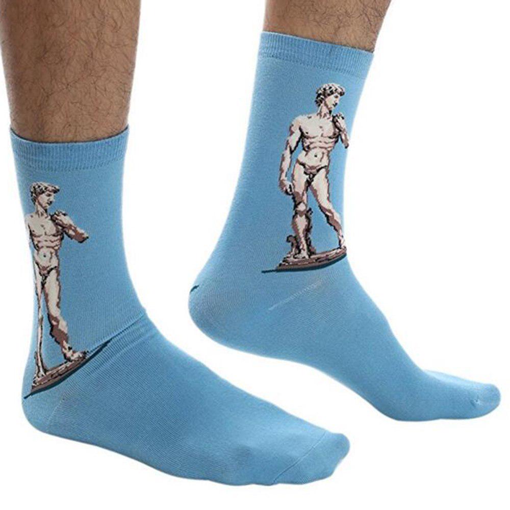 WTEMPO 5 pair/lot Painting Art Happy Socks Funny Novelty Starry Night Vintage Combed Cotton Socks