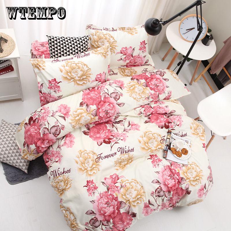 WTEMPO Soft Cotton Bedding Set Banana Leaf Duvet Cover Set Bed Linen King/Queen/Full/Double/Twin