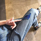 Women's High Waist Ripped Jeans Spring and Summer Thin and Loose Harem Radish Pants Straight Nine Points Dad Pants