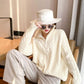 Fleece Half Turtleneck Zip Sweater Loose Lazy Style Thick Outerwear Sweater