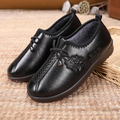 Winter Warm and Non-slip Comfortable Leather Cotton Shoes Soft Bottom and Velvet Anti-horizontal Shoes
