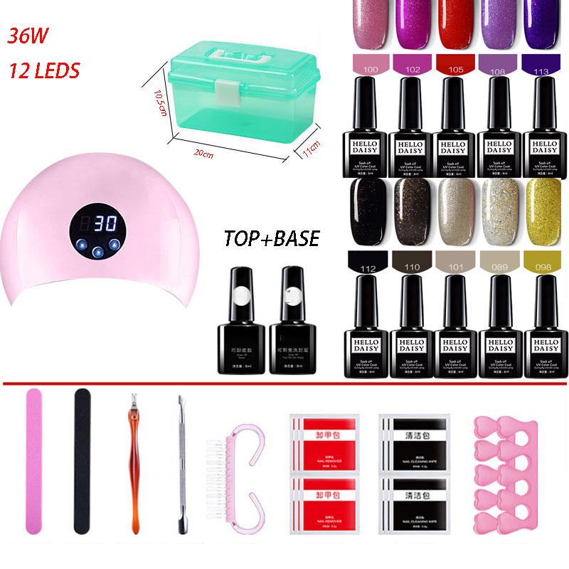 Nail Set UV LED Lamp Dryer With 10pcs Nail Gel Polish Kit Manicure Tools Set Nail Art Tools