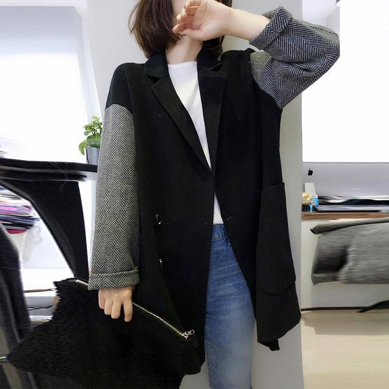 Wool Coat Women Single Breasted Wool Jacket Long Winter Jackets Black Coats Outerwear Lady Overcoat