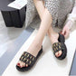 Size35-40 Summer Women Slippers Bohemian Beach Wear-resistant Non-slip Slippers Wedge Platform Leopard Print Sandals Outdoor Crystal High Heels