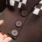 Women's Fashion Checkerboard Two-Piece Sweater High Neck Thickened Mid-Length Knit Sweater Loose Large Size Sweater
