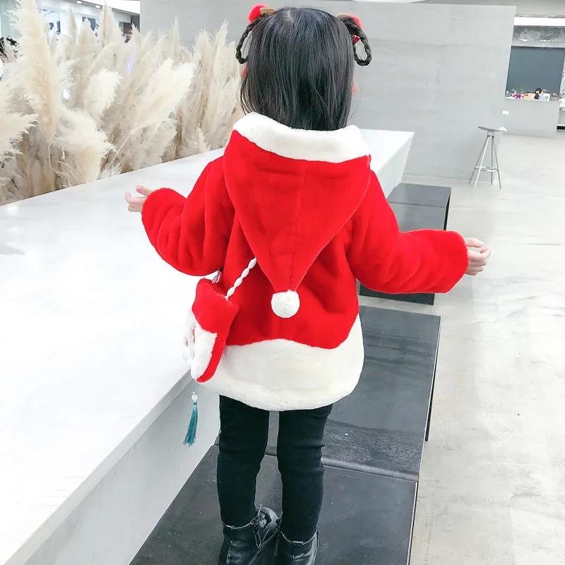 Girls' Winter Warm Jacket Thick Plus Fleece Sweater Children's Winter Windproof Hooded Top
