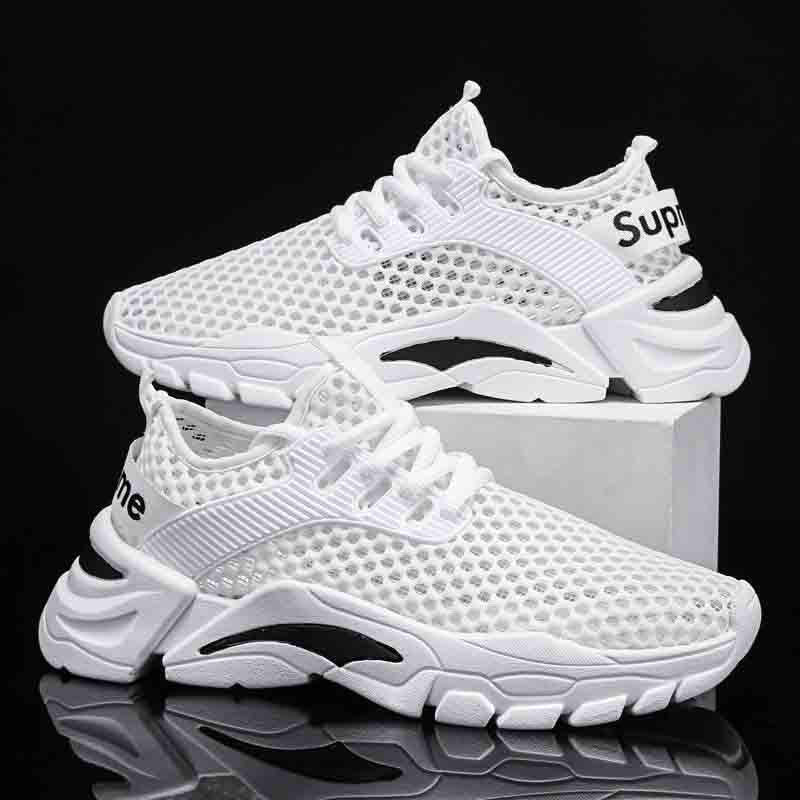 Plus Size 39-44 Fashion Summer Men Mesh Sneakers Low-top Running Basketball Shoes Outdoor Non-slip Sports Shoes Shockproof Shoes