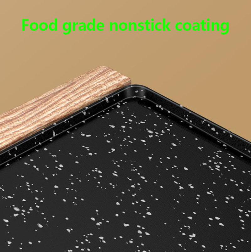 1700W Wooden Handle Medical Stone Oven Electric Grill BBC Machine Bakeware Flat Bottom Frying Pan  Kitchen Supplies