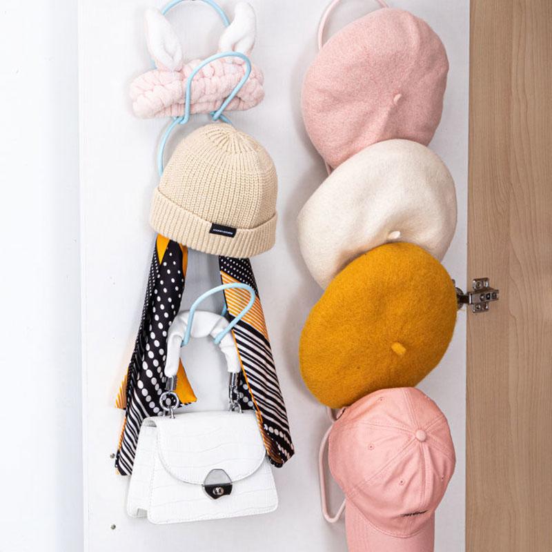 5PCS Household Coat Rack Free Punching Bedroom Hanging Hat Storage Rack Behind The Door Wall-mounted Hat Rack Bathroom Towel Rack Household Hat Rack