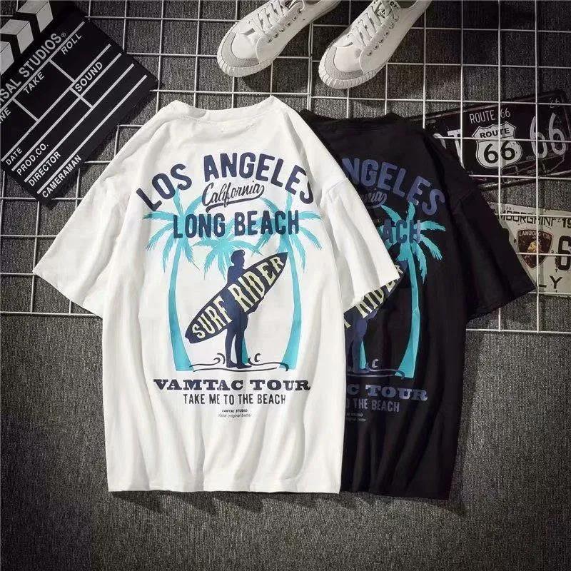 Summer T-shirt Men's Short Sleeve Loose Top Student Round Neck Printed Half Sleeve Men's T-shirt