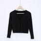 Spring and Autumn Knitted Cardigan Sweater Short Slim All-match Top Solid Color Long Sleeve Women's Jacket