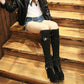 Women High Boots Stiletto High Heels Ladies Elastic Knee-high Boots Autumn  Winter Knit Plus Velvet Boots