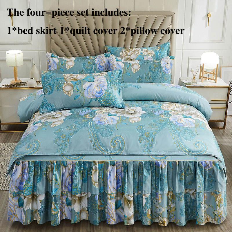 Four-piece Bed Skirts Bedspreads Bed Covers Pillowcases Non-slip Children's Sheets Bedding Fresh Air Girls