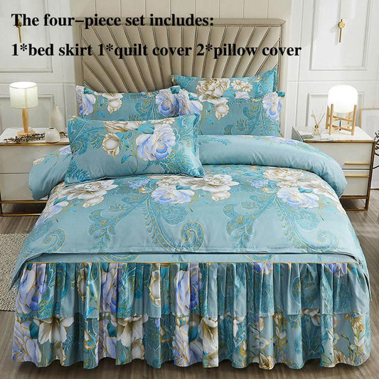 Four-piece Bed Skirts Bedspreads Bed Covers Pillowcases Non-slip Children's Sheets Bedding Fresh Air Girls