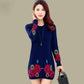 Pofulove fashion women's printed turtleneck plus velvet thick long-sleeved loose dress Plus size